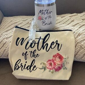 New💖3 piece bundleMother of the Bride bag, makeup bag and insulated wine glass